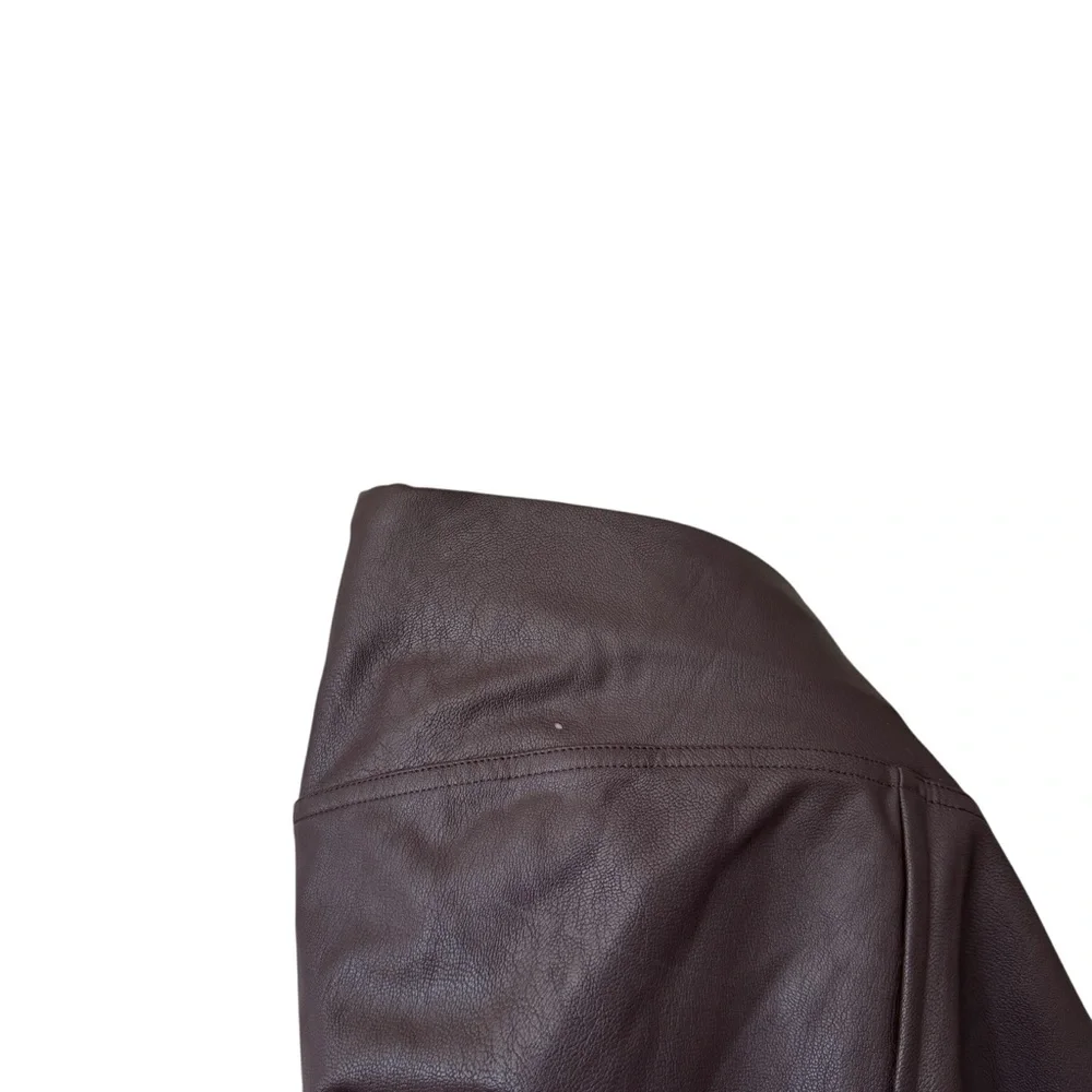 NWT Spanx Cherry Brown Chocolate Faux Leather Like Front Slit Pants Womens M - Picture 6 of 7